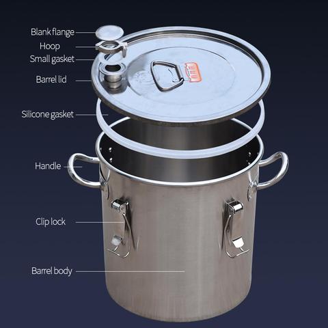 New 201/304 stainless steel fermentation barrel Single/Double bottom sealed barrel home brewing liquor rice flour storage barrel ► Photo 1/6