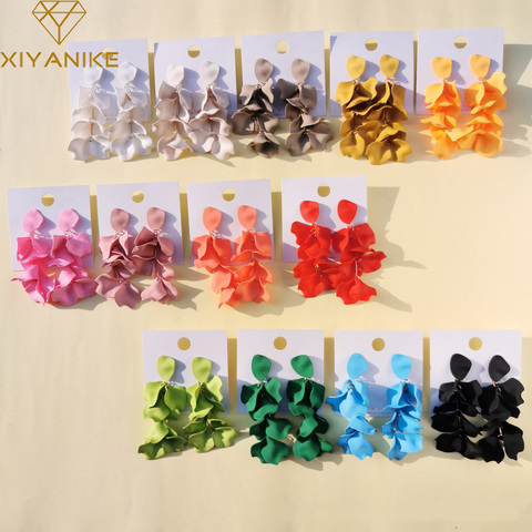 XIYANIKE  Cute Candy Color Flower Roseleaf Earrings Long Elegant Acrylic Fashion Party Jewelry Korean Drop Earrings For Women ► Photo 1/6