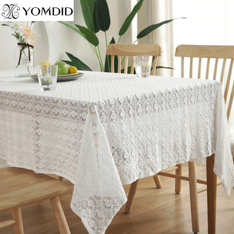 White Vintage Table Cloth Wedding Decor Lace Tablecloth Jacquard Table Cover Party Decorative Tea Table Cloth Home Table Decor ► Photo 1/6