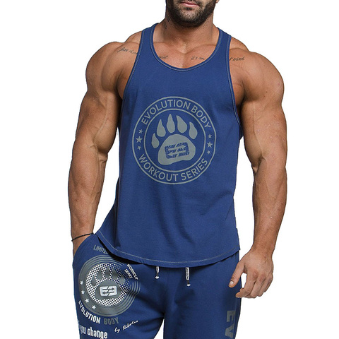 Men's fashion Sleeveless Fitness Bodybuilding Muscle Undershirt Gym Running Exercise Sport Tank Top Men Vest ► Photo 1/6