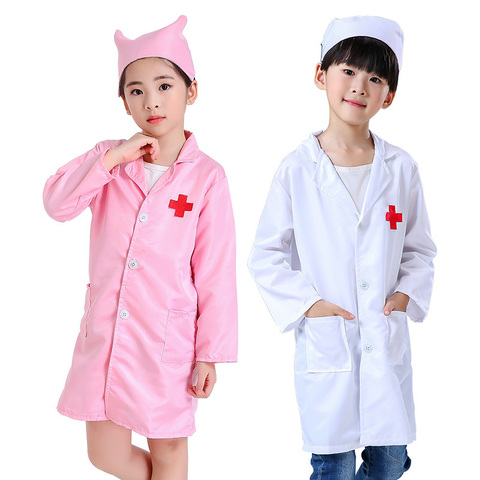 Kids Doctor Nurse Uniforms Fancy Role Play Costume for Girl Boys Nurse Doctor Cross Coat Children Cosplay Party Toys Set Outfits ► Photo 1/6