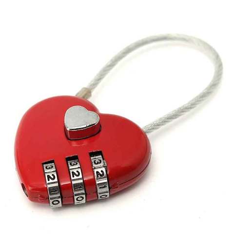 Mini Cute Resetable Combination Padlock Heart Lock 3 Digits Security Small Suitcase Padlock For Luggage Backpack ► Photo 1/1