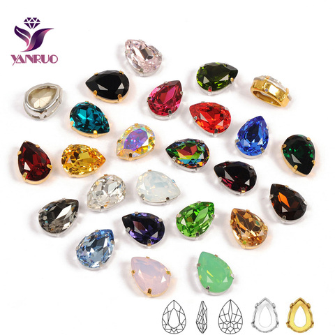YANRUO Fancy Rhinestones Glass Drop Pear Diamond Stones for Crafts Sewing Ornaments Bright for Accessories ► Photo 1/6