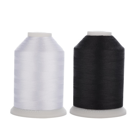 Simthread White Black Trilobal Polyester Embroidery thread  Sewing Thread 40wt Tkt 120 Tex 27 in 1100Yds 2 mini-king Spools ► Photo 1/6