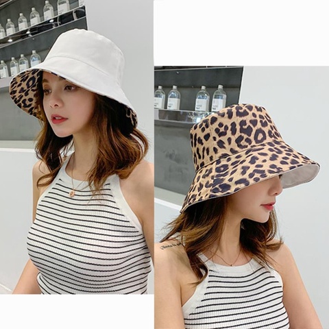 Women Leopard Print Bucket Comfortable Breathe Foldable Men Beach Flat Top Sun Fishing Hat High Quality Flat Panama Hat Street ► Photo 1/6