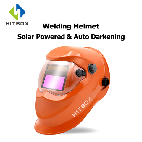 HITBOX Welding Helmet Solar Powered Auto Darkening Hood with Adjustable Shade Range For TIG MIG ARC Grinding Plasma Welder Mask ► Photo 1/1