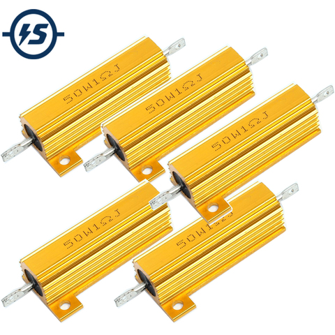 5pcs/lot RX24 1R 1 Ohm 50W Aluminum High Power Resistor Metal Shell Case Heatsink Resistance Resistor ► Photo 1/1