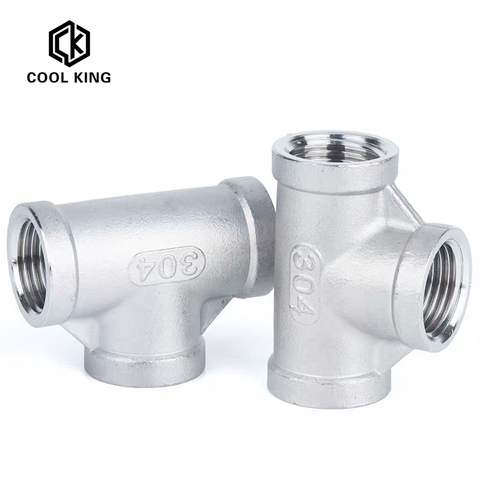 DN6-DN50 Stainless Steel 304 Female Threaded 3 Way Tee T Pipe Fitting 1/8