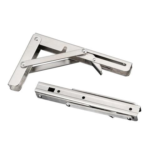 2pcs Stainless Steel Folding Stand Table Bracket Shelf Bench 200kg Load Heavy for Table Work Space Saving DIY Bracket 8-20 inch ► Photo 1/6