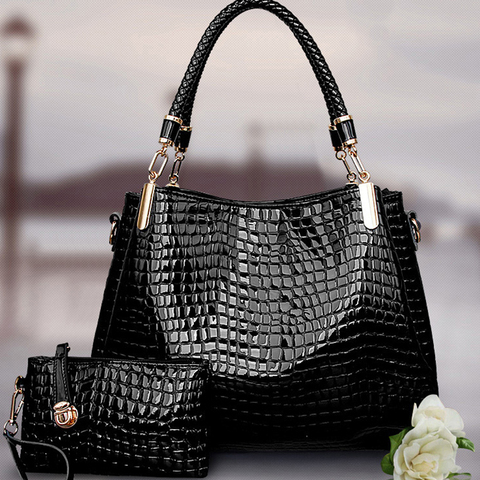 2Pcs Women luxury Handbag Zip Shoulder Bags For Women 2022 Soft Crocodile Pattern Leather Portable Shopping Totes bolso mujer ► Photo 1/6