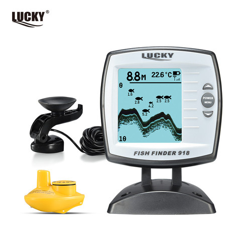 Russian menu!LUCKY FF918-100WS 2-in-1 Fish Finder Wired / Wireless Fish Finder Depth Sounder Sensor Fish Detector Monitor ► Photo 1/6