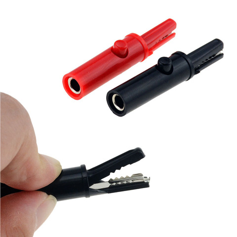 2PCS 4mm Jack Insulation Alligator Clip Push Button Type Full Protective Alligator Clip For Professional Multimeter ► Photo 1/6