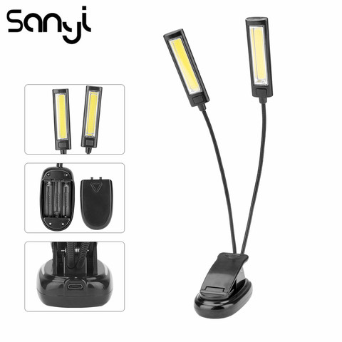 SANYI Adjustable Book Reading Desk Tablet Lamp 2 LED Sheet Music Stand Light Studay Lights With Clip Table LED Desk Light ► Photo 1/6