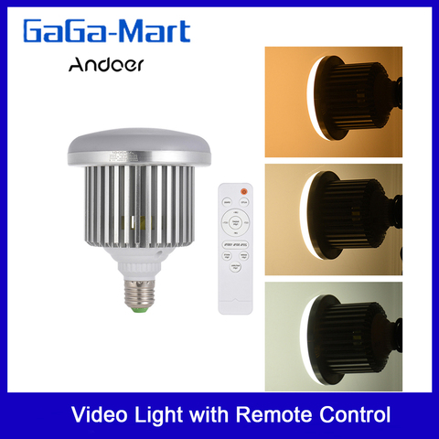 Andoer E27 50W LED Bulb Lamp Adjustable Brightness & Color Temperature 3200K~5600K with Remote Control Studio Photo Video Light ► Photo 1/6