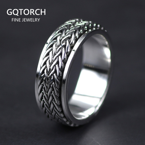 925 Sterling Silver Jewelry Handmade Rotatable Rings For Men And Women Vintage Thai Silver Hemp Rope Design Mens Ring ► Photo 1/6