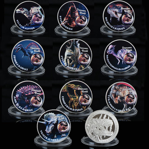 10pcs Dinosaur World Silver Coin Set Collectible 999.9 Silver Plated Metal Coins Art Ornament Festival Souvenir Gifts ► Photo 1/6