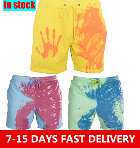 Ship in 24 hours Beach Shorts Men Magical Color Change Swimming Short Trunks Summer Swimsuit Swimwear Shorts Quick Dry ► Photo 1/6