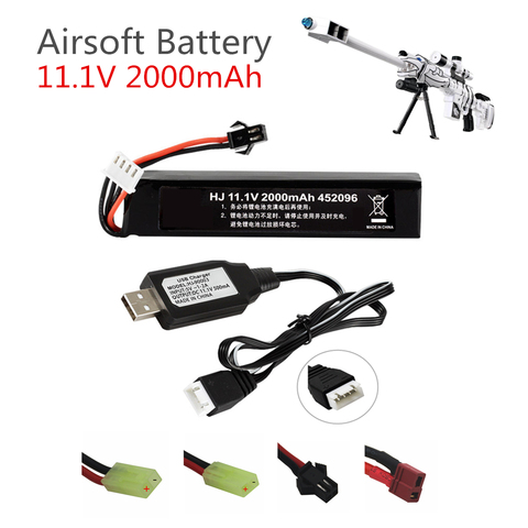 11.1v Lipo Battery With Charger for Water Gun 3S 11.1V 2000mAh 452096 battery Airsoft BB Air Pistol Electric Toys Guns Parts ► Photo 1/4