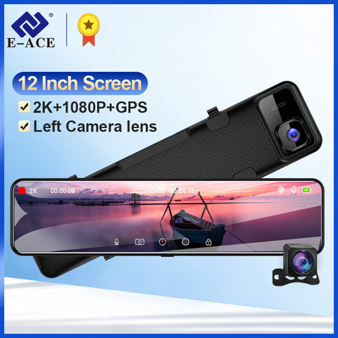 E-ACE A45 2K Car Dvr Mirror Dash Cam Video Recorder Sony IMX335 Stream Media Dash Camera support GPS 1080P Rear view Camera ► Photo 1/6