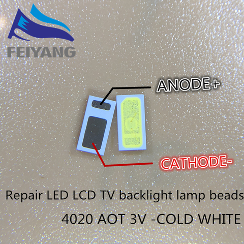 AOT 100pcs LED Backlight 0.5W 3V 4020 48LM Cool white LCD Backlight for TV TV Application 4020C-W3C4 EVERLIGHT ► Photo 1/6