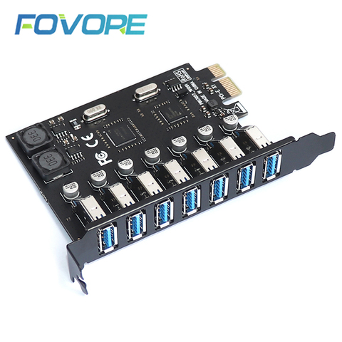 USB 3.0 PCI express adapter PCI e to 7 ports USB 3 expansion adapter Card USB3 PCIe PCI-e x1 controller converter for Desktop ► Photo 1/6