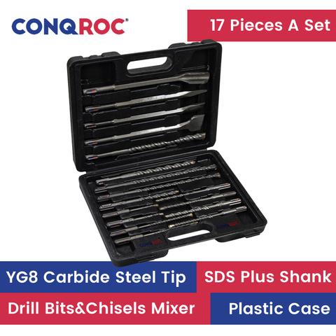 17pcs Tungsten Carbide Tip SDS Plus Drill Bits Masonry Electric Hammer Drill Bits Kit with Tool Case ► Photo 1/6