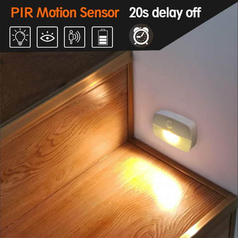 Wireless Night Lamp with Motion Sensor LED Night Lights Batteries Small Nightlights Lamp for room Corridor Closet Easy Install ► Photo 1/6