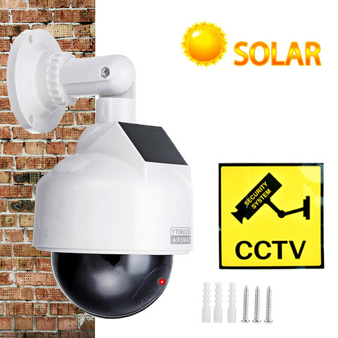 cctv dummy camera fake solar power video surveillance outdoor flashing red led Simulation ptz battery security dome dummy cam ► Photo 1/6