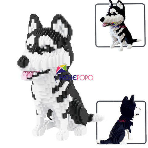 16042 Siberian Husky Dog Animal Pet 3D Model 1900pcs DIY Diamond Mini Building Small Blocks Brick Toy for Children No Box ► Photo 1/6