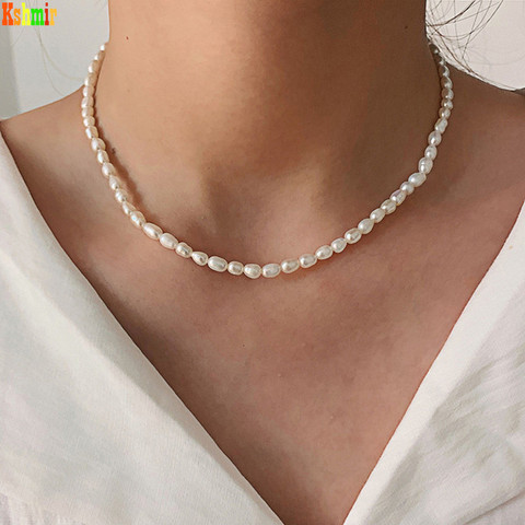 Freshwater Pearl Necklace Temperament Necklace Kshmir New Fashion Vintage Baroque Natural Female Beads Birthday Women Geometric ► Photo 1/6
