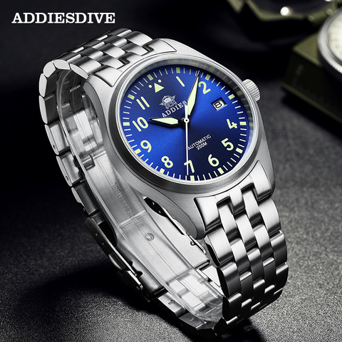 ADDIESDIVE Pilot Watch Automatic Mechanical Diver Watch C3 Luminous men's watches divers Sapphire Crystal 200m dive watch NH35 ► Photo 1/6