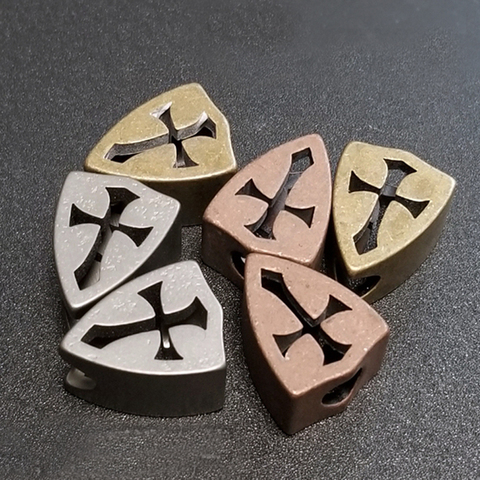 Copper Titanium Alloy Cross Knife Beads Brass Shield Knife Beads EDC DIY Paracord Beads ► Photo 1/6