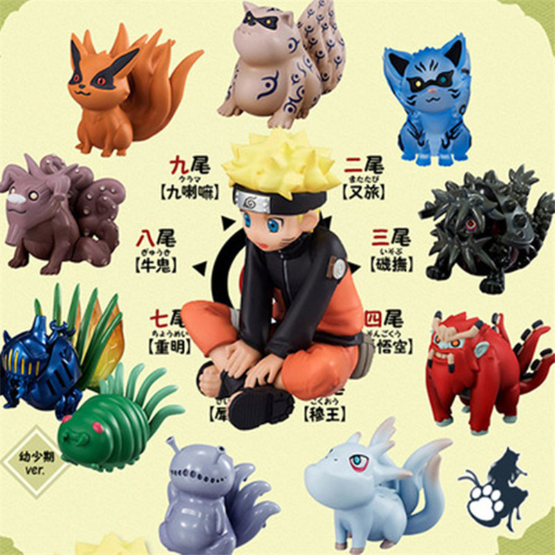 Animation Collectables 11 Pcs Set Naruto Shippuden Jinchuruuki Figurine Model Toys Tailed Beasts Kurama Fo