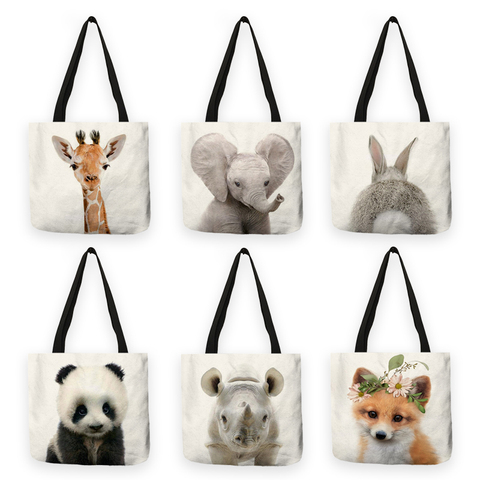 B13016 Cute Animal Series Panda Koala Elephant Print Women Handbag Casual Tote Shopping Bag Large Capacity ► Photo 1/6