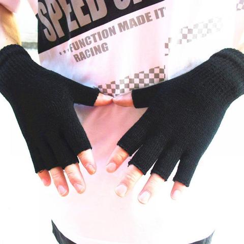 Unisex Men Winter Solid Color Fingerless Half Fingers Warm Knit Magic Gloves Mittens Multicolor Black White Pink Green 17 Cm ► Photo 1/6