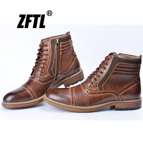 ZFTL New Men's Martins boots man causal boots genuine leather big size autumn winter warm man Bullock ankle boots  047 ► Photo 1/6