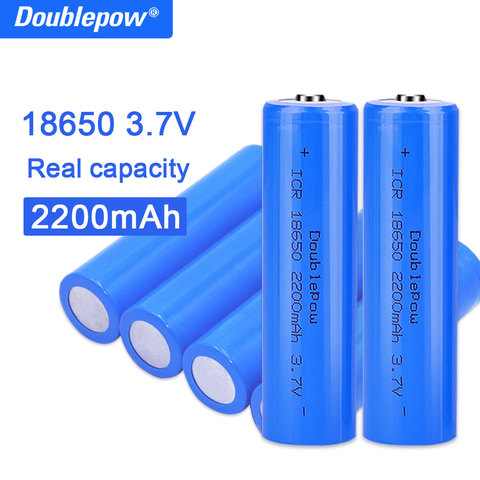 True capacity 100% new original Doublepow 18650 battery 3.7v 2200mah 18650 rechargeable lithium battery for flashlight batteries ► Photo 1/5