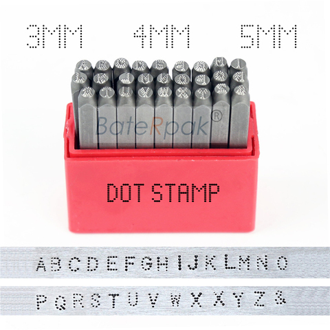 3/4/5mm A-Z Dotted steel seal,BateRpak car chassis Steel word punch stamp/matrix do stamp letters,27pcs/box ► Photo 1/5