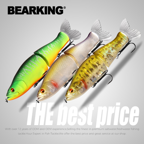 BEARKING 3pcs per set Best price Fishing Lures 135mm 1oz Jointed minnow Wobblers ABS Body with Soft Tail SwimBaits soft lure ► Photo 1/6