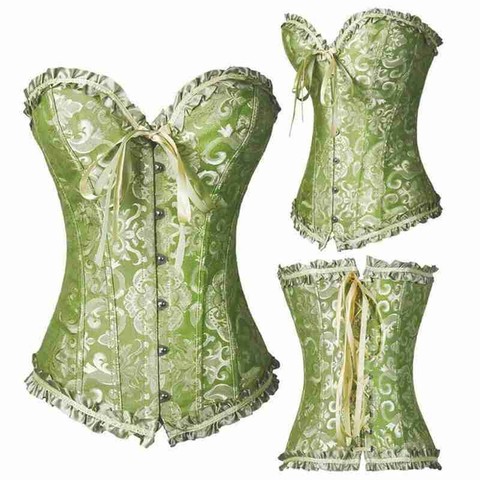 Women's Lace Up Boned Overbust Corset Bustier Lingerie Bodyshaper Top XS-6XL