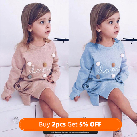 Children Dress New Autumn Winter Girl Clothes Fashion Long Sleeve Letter Print Dress 2 6 7 Years Baby Clothes Kids Dress ► Photo 1/6