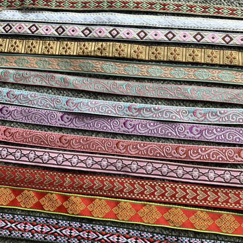 5 YARD 1.2CM~2.1CM Handmade Embroidery Lace Woven Jacquard Ribbon Trims Heart Geometric Design For Clothing Straps Accessory ► Photo 1/6