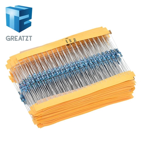 100pcs 1/4W 1R~22M 1% Metal film resistor 100R 220R 1K 1.5K 2.2K 4.7K 10K 22K 47K 100K 100 220 1K5 2K2 4K7 ohm resistance ► Photo 1/4