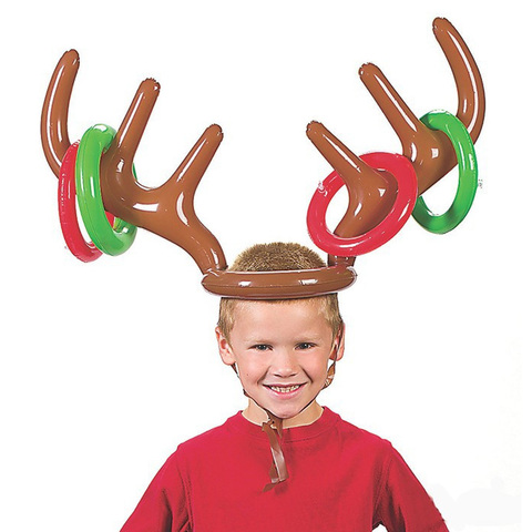Christmas Game Inflatable Santa Funny Reindeer Antler Hat Ring Toss Christmas kids Gift New Year Christmas Outdoor Inflated toys ► Photo 1/6