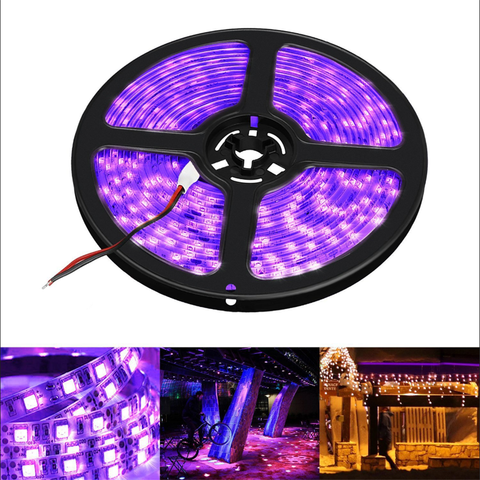 uv led strip light 395-405nm Ultraviolet tape Banknote verification aquarium Disinfection fluorescent lamp nail diode 2835 12V ► Photo 1/6