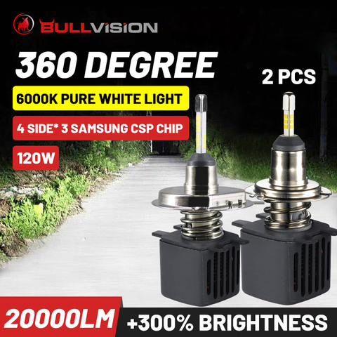 Bullvision 360 H1 H7 Led Light For Car 20000LM H11 Fog Lamp 12v 9005 9006 Ice Bulb With Samsung Csp HB3 HB4 Turbo H9 H8 Autolamp ► Photo 1/6