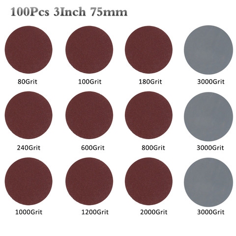 100pcs 3 Inch 75mm Sandpaper 80-3000 Grit Sander Disc Sanding Discs Cutting Disc Backer Set For Polishing Cleaning Abrasive Tool ► Photo 1/6