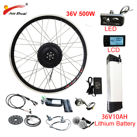 EU RU Duty Free No Tax 36V 500W eBike Kit 36V10AH Lithium Battery ebike Electric Bike Conversion Kit  Front Rear Hub Motor Wheel ► Photo 1/6