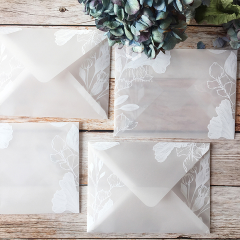 20pcs/lot Translucent Sulfuric Acid Paper Envelope Sets Creative Designs Dreamlike Lace Wedding Invitation Envelopes ► Photo 1/4