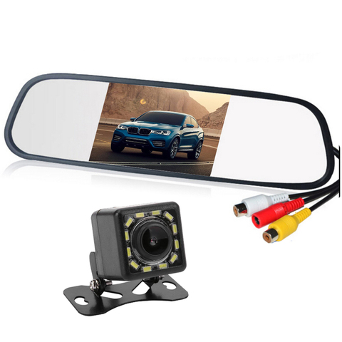 HD Video Auto Parking Monitor LED Night Vision Reversing CCD Car Rear View Camera With 4.3 inch Car Rearview Mirror Monitor ► Photo 1/4